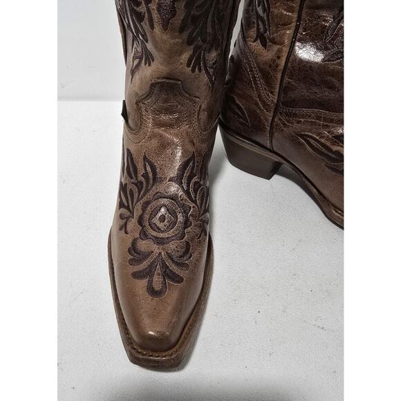 VTG EL DORADO Western Cowgirl BOOTS Leather Embroidered Brown Distressed 7.5 M - Picture 3 of 15